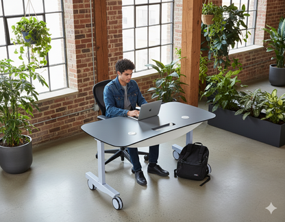 CampFire 60 x 30 Mobile Contoured Rectangular Desk CCR6030